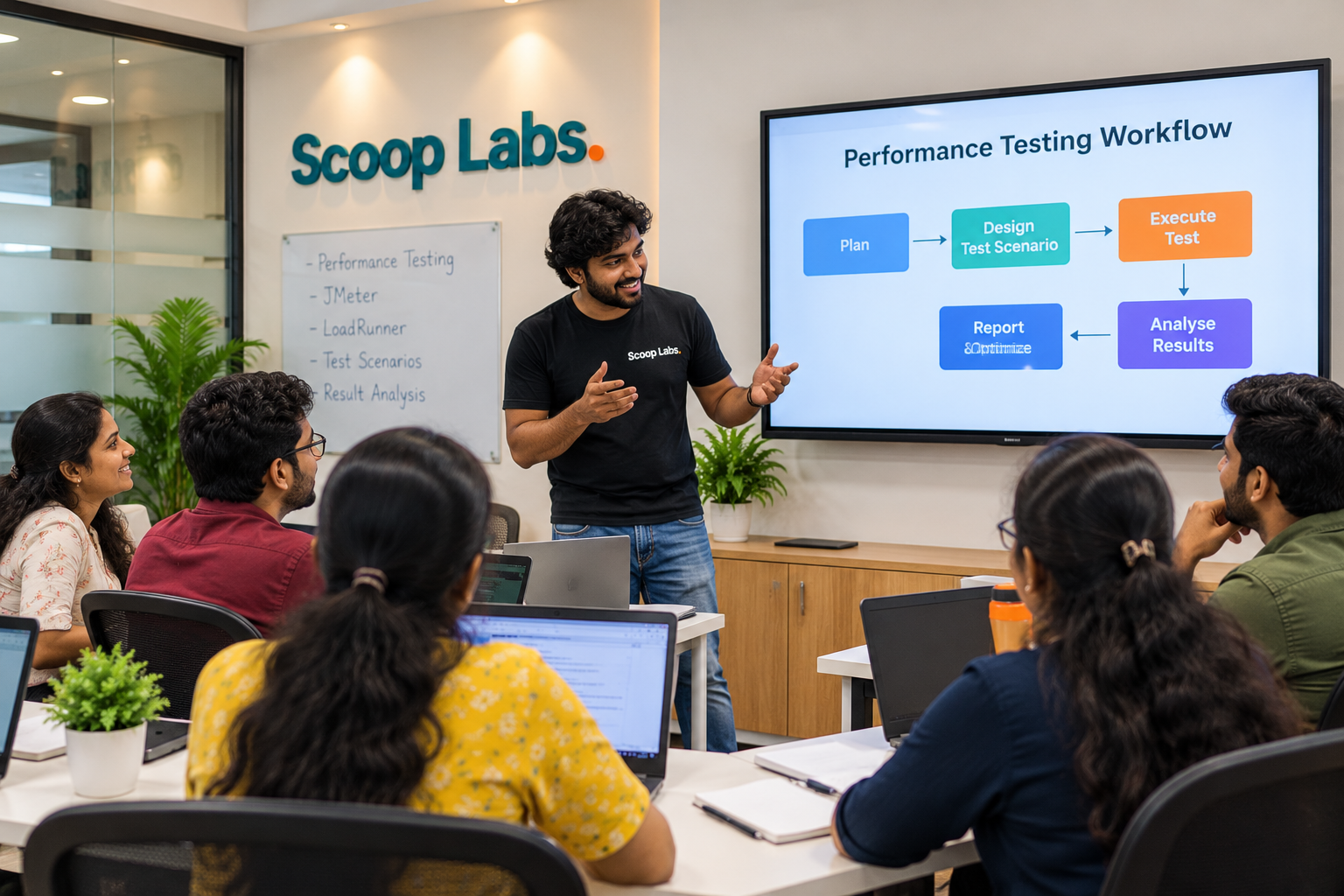 Modern performance testing classroom at Scoop Labs