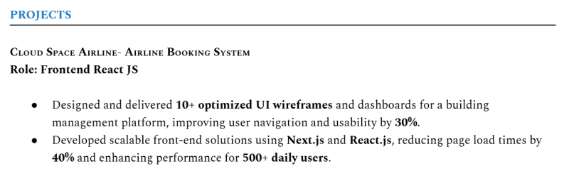 resume guide-Scoop labs-Projects section Example