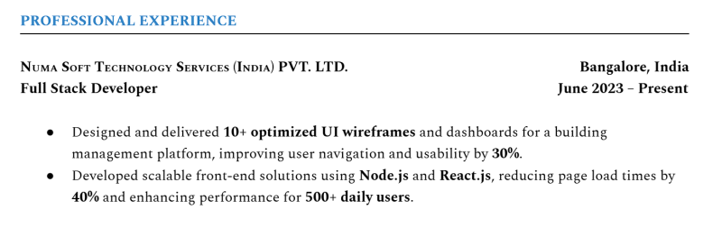 Experience resume guide-Scoop labs-xperience-section Example
