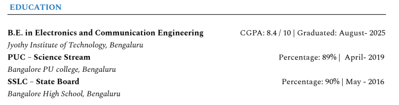 Experience resume guide-Scoop labs-Education section Example