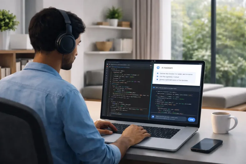 scoop labs, student coding using Gen ai